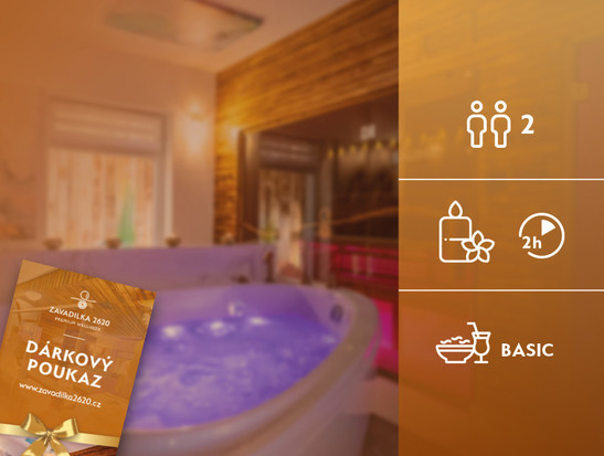 Privátní pronájem wellness na 2 hodiny pro 2os. + balíček občerstvení BASIC