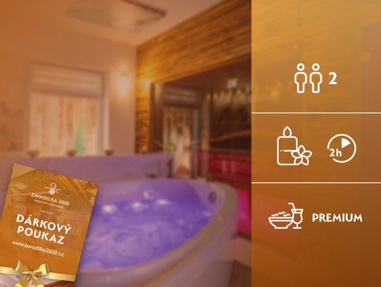 Privátní pronájem wellness na 2 hodiny pro 2os. + balíček občerstvení PREMIUM